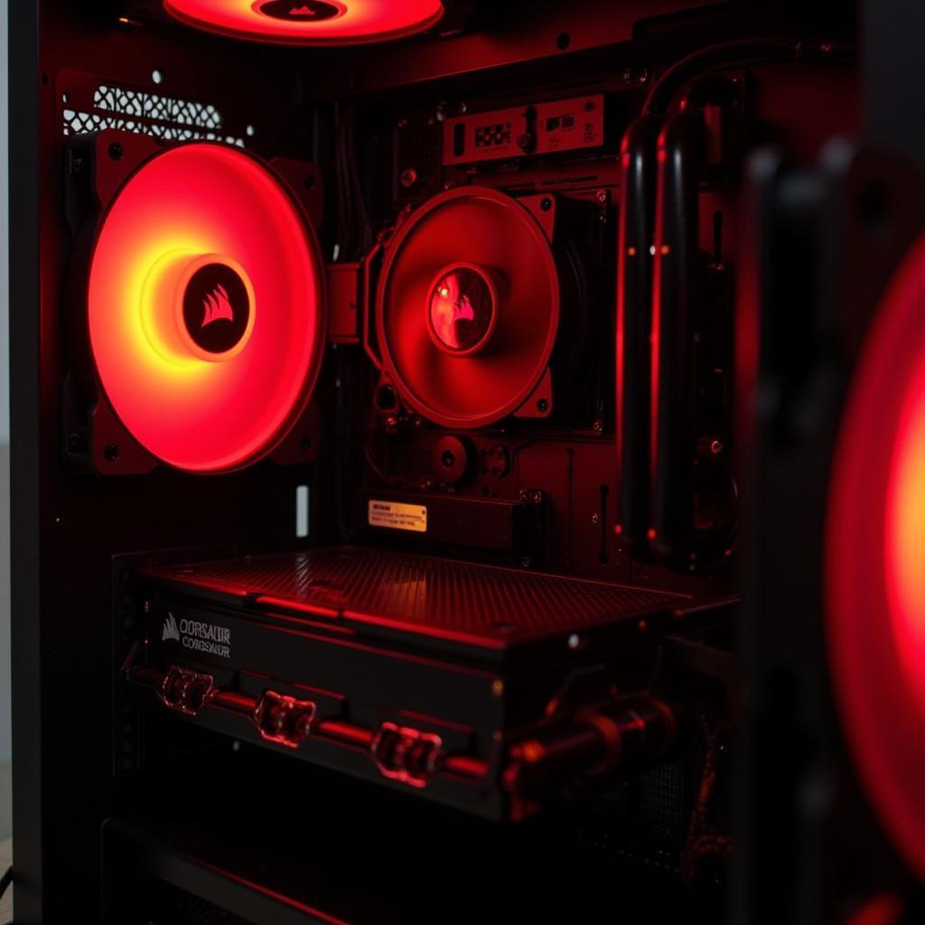 Corsair AF14 LED Red Installed in PC Case