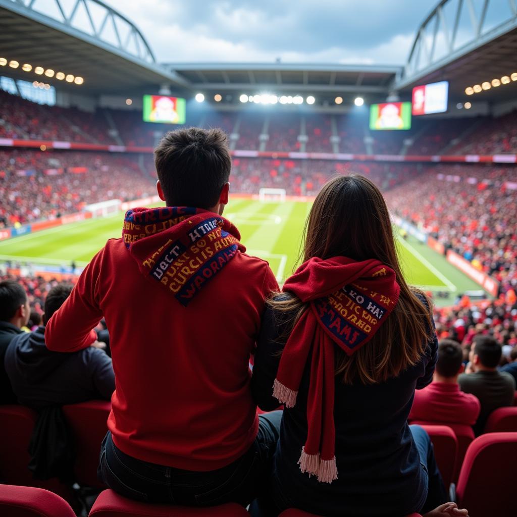 Couple Cheering at a Football Stadium