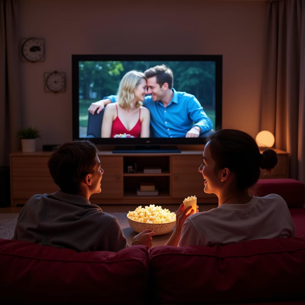 Couple Sharing a Movie Night at Home