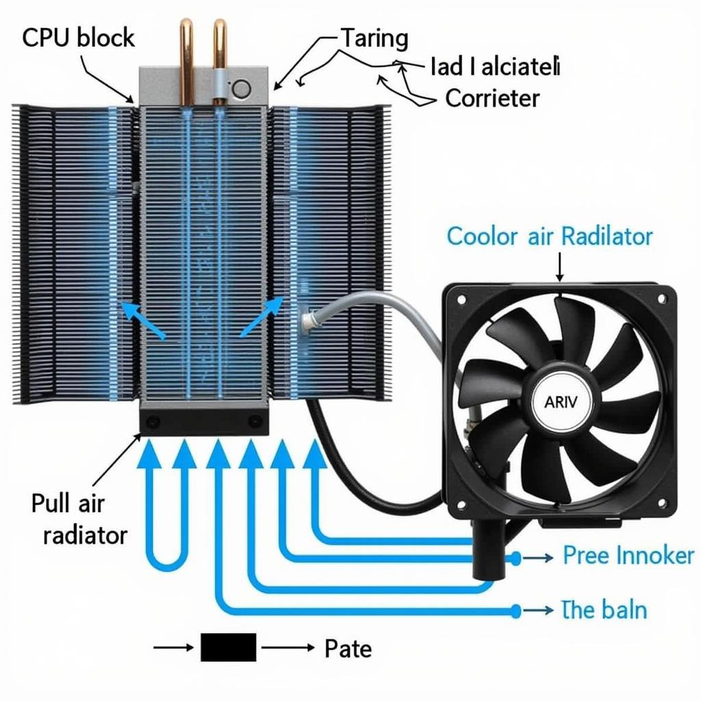 Diagram of CPU Liquid Cooling System with Rad Fan