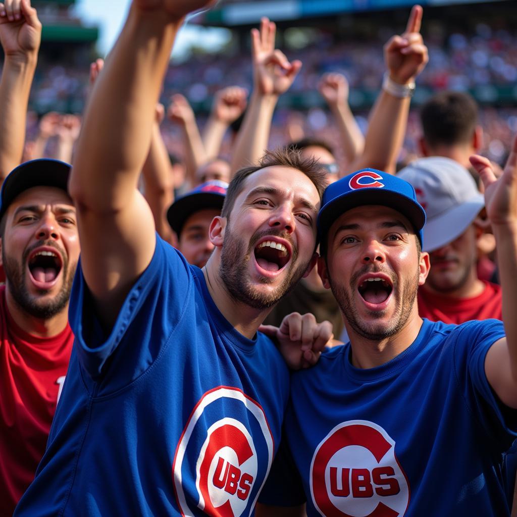 Cubs fans celebrating a victory