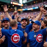 Cubs Fans Celebrating at Wrigley Field