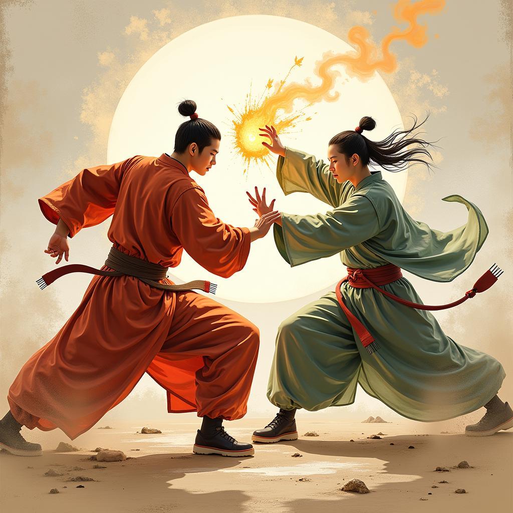 Cultivation Manhua Fight Scene Illustrating Qi Techniques