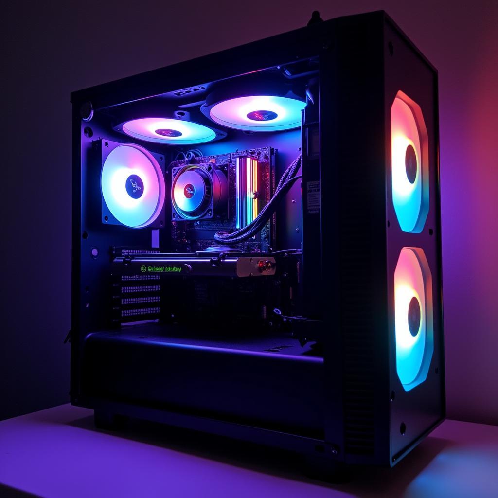 Custom PC Build with Golden Field Rainbow RGB Fans