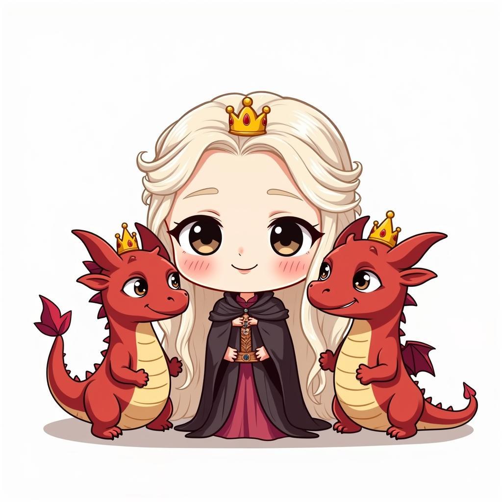 Daenerys Targaryen and Dragons Chibi