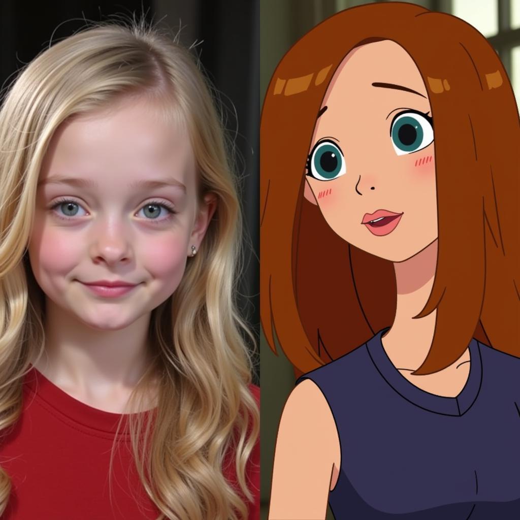 Dakota Fanning and Kim Possible Side-by-Side Comparison