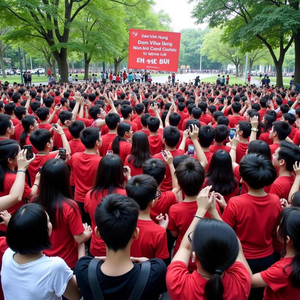 Dam Vinh Hung fans gathering in Hanoi