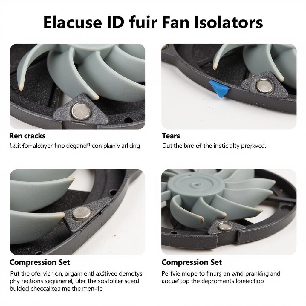 Examples of damaged fan isolators and the need for replacement