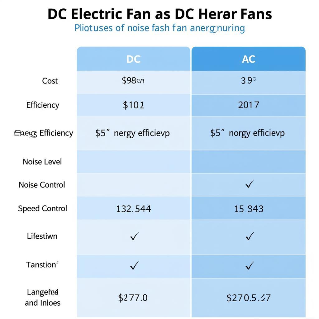 DC vs AC Electric Fan Comparison Chart