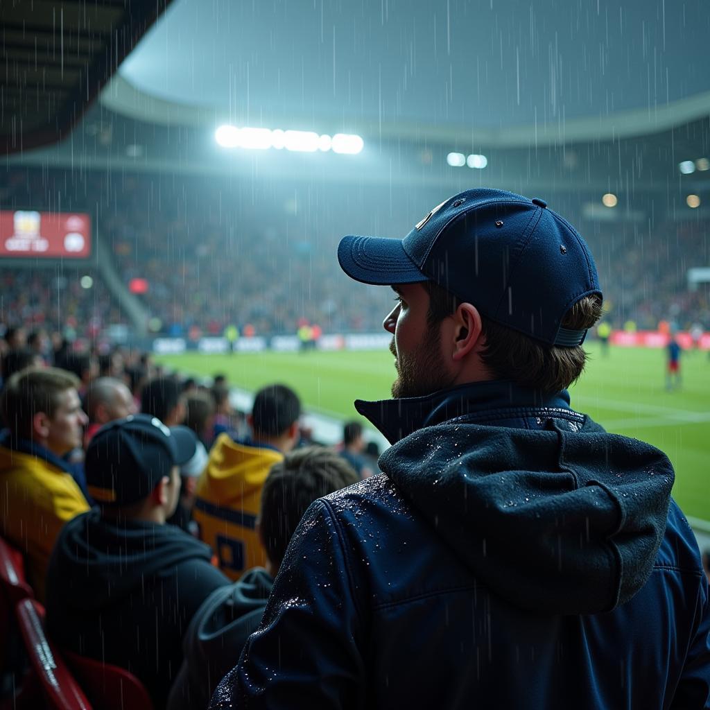 Dedicated Winner Fan in the Rain