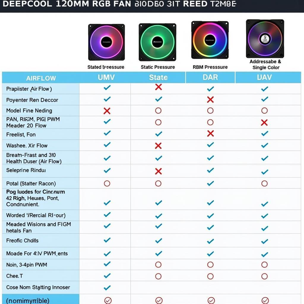 Deepcool 120mm RGB Fan Comparison Chart