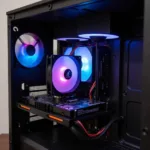 Deepcool CF120 RGB fan being installed in a PC case