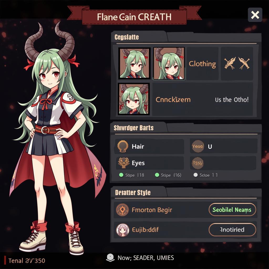 Demon Slayer Fan Game Character Creation Screen