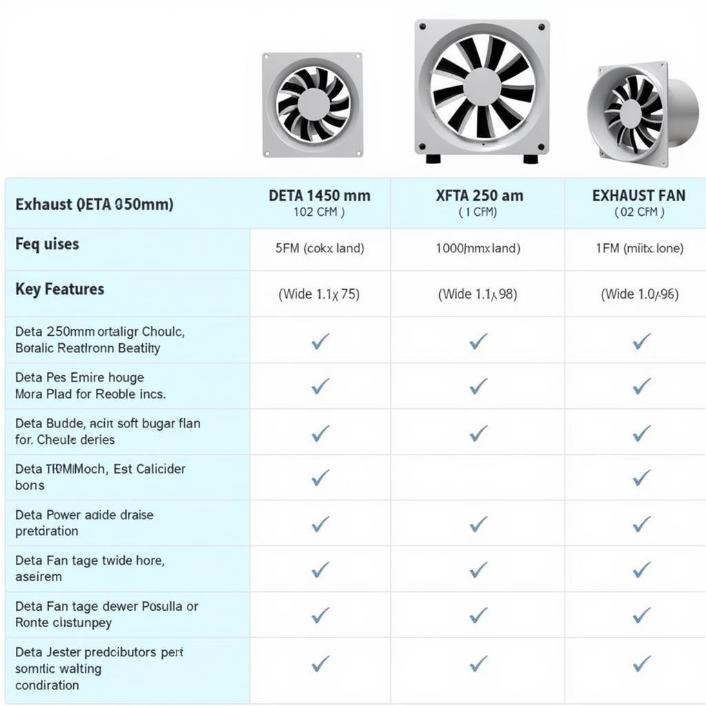 Comparison Chart of Deta 250mm Exhaust Fans