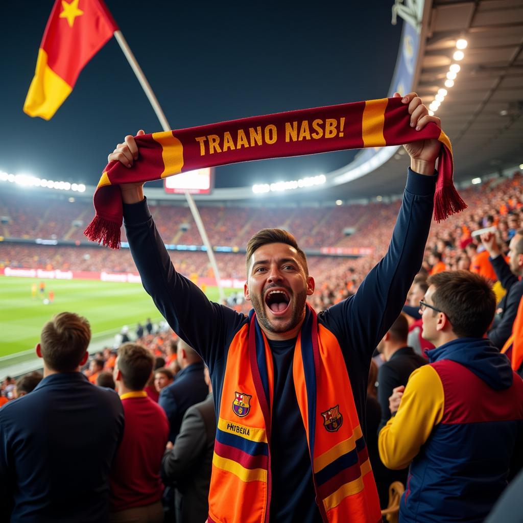 Die Hard Fan Cheering at a Football Match