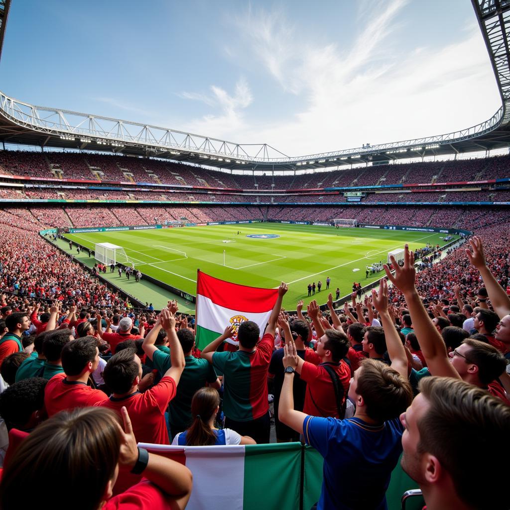 Die-hard fans cheering at a game