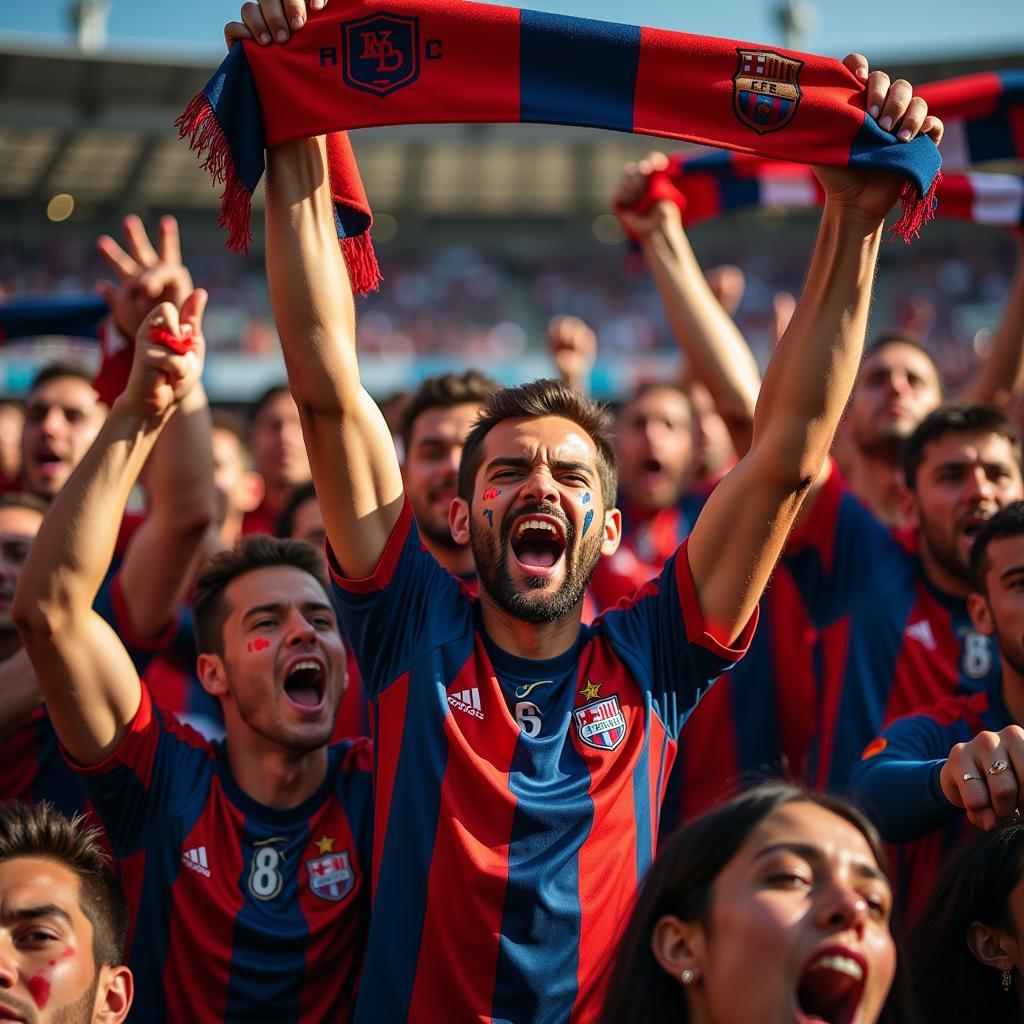 Die-hard fans celebrating a victory.