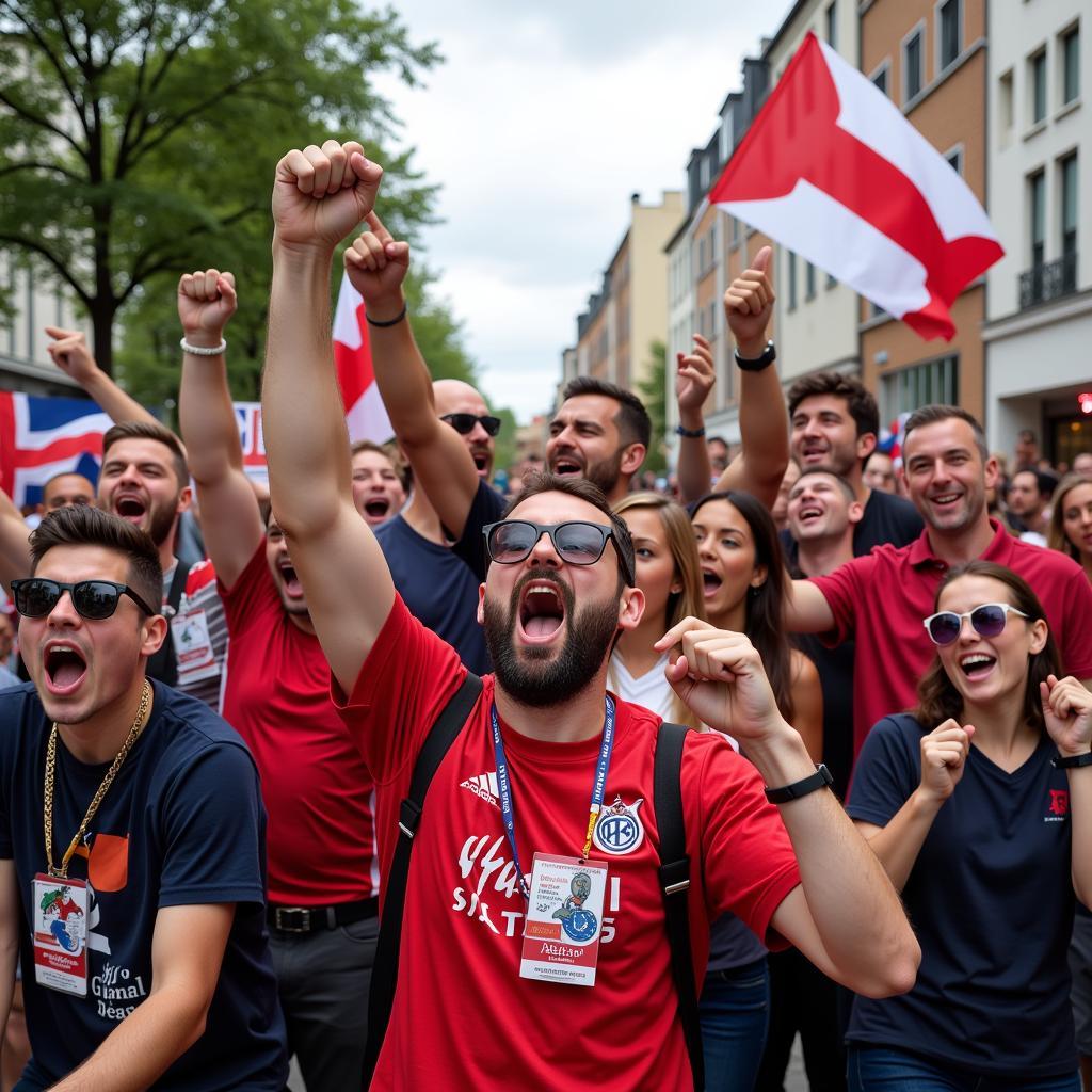 Die-hard fans celebrating together