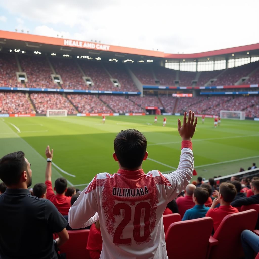 Dilraba Dilmurat at a football stadium