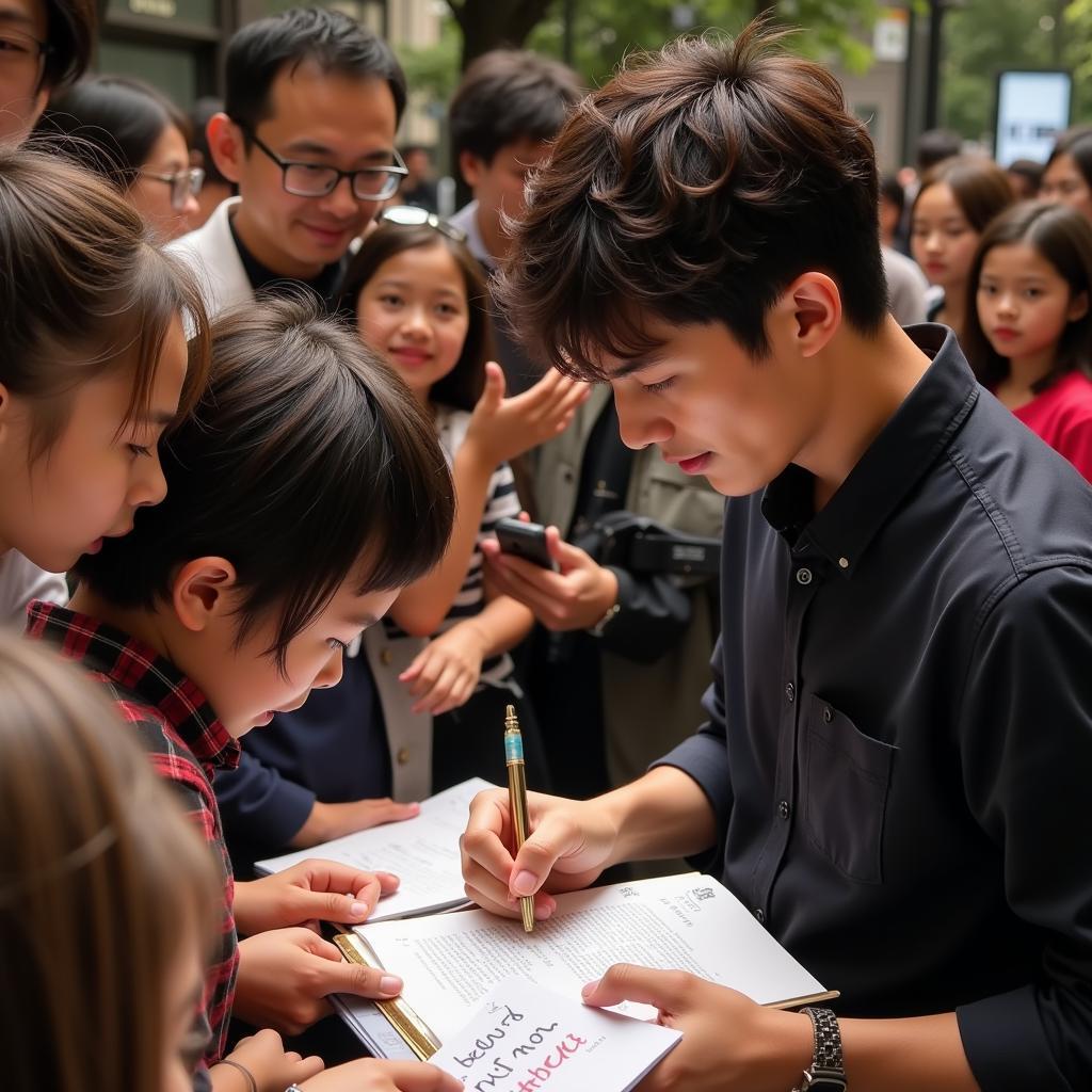 Đình Trọng Signing Autographs for Fans