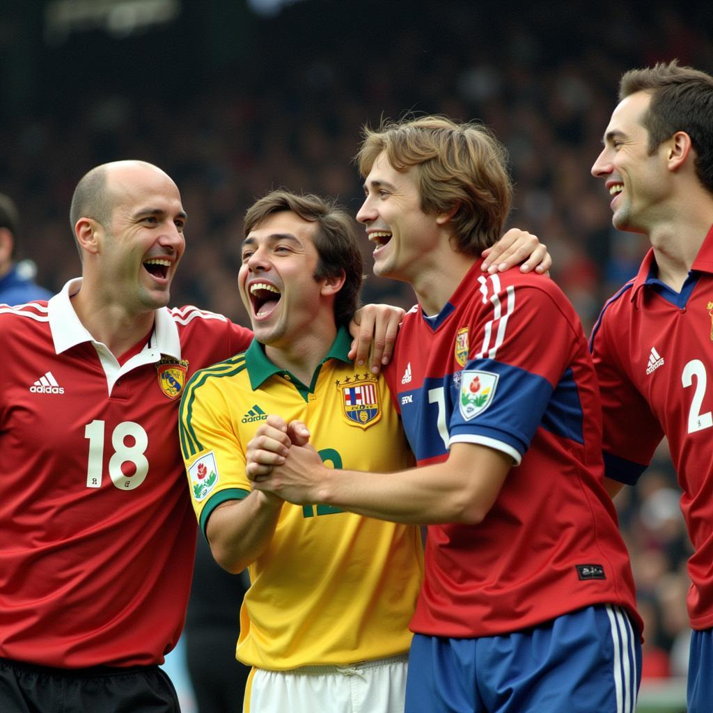 Fans from different countries unite in their shared love of football during the 1998 World Cup.