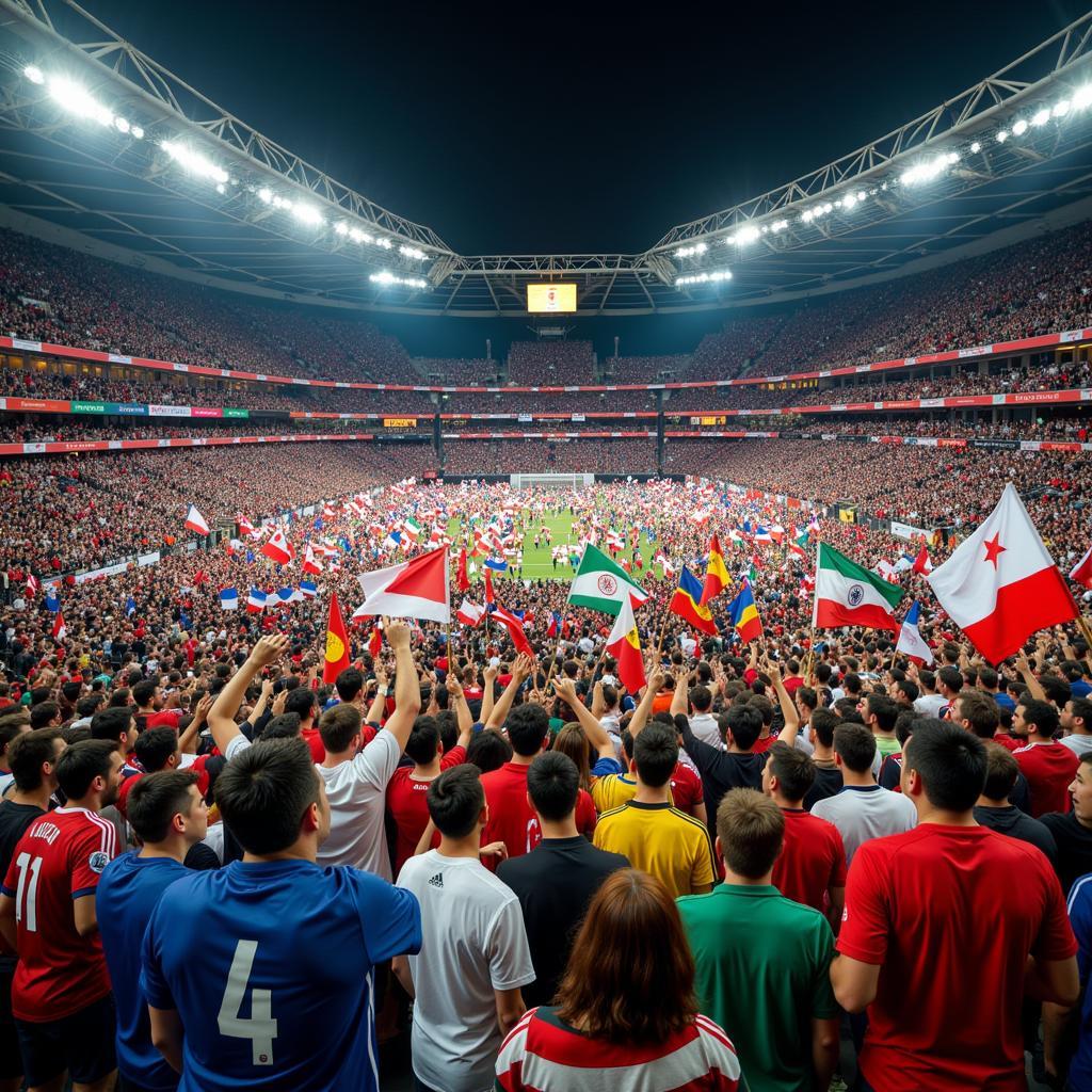 Diverse Football Fans in a Stadium