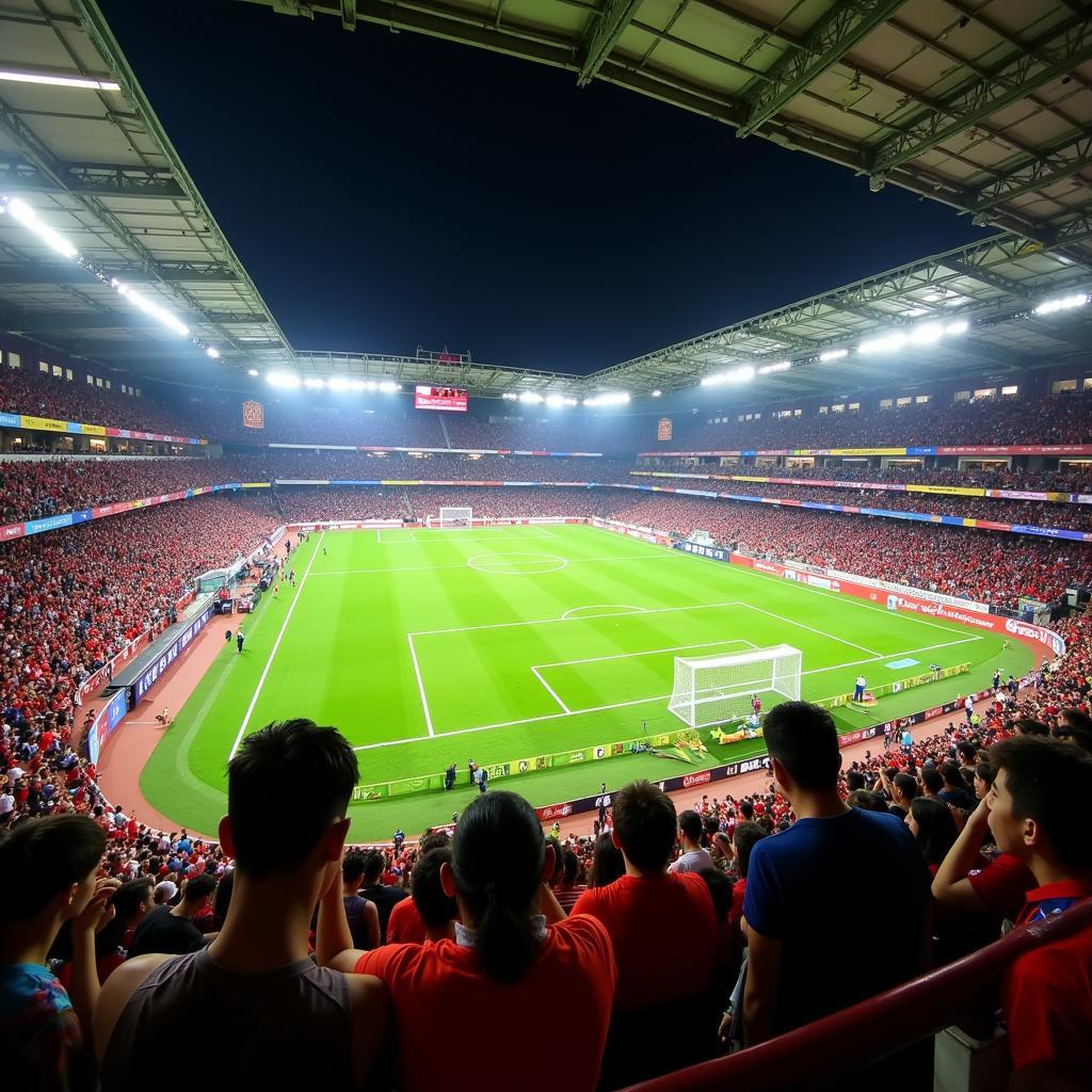 Dong Nai football stadium atmosphere during a match