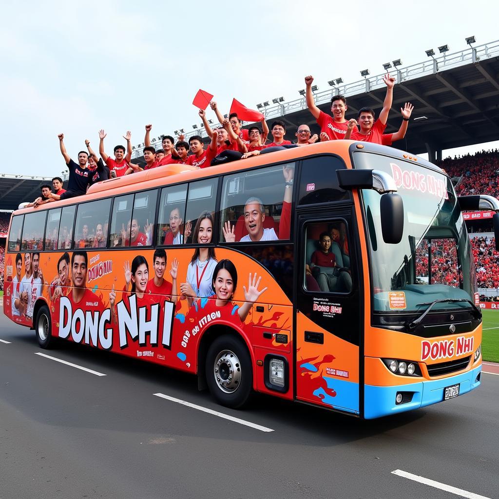 Dong Nhi bus decoration showcasing Vietnamese fan culture