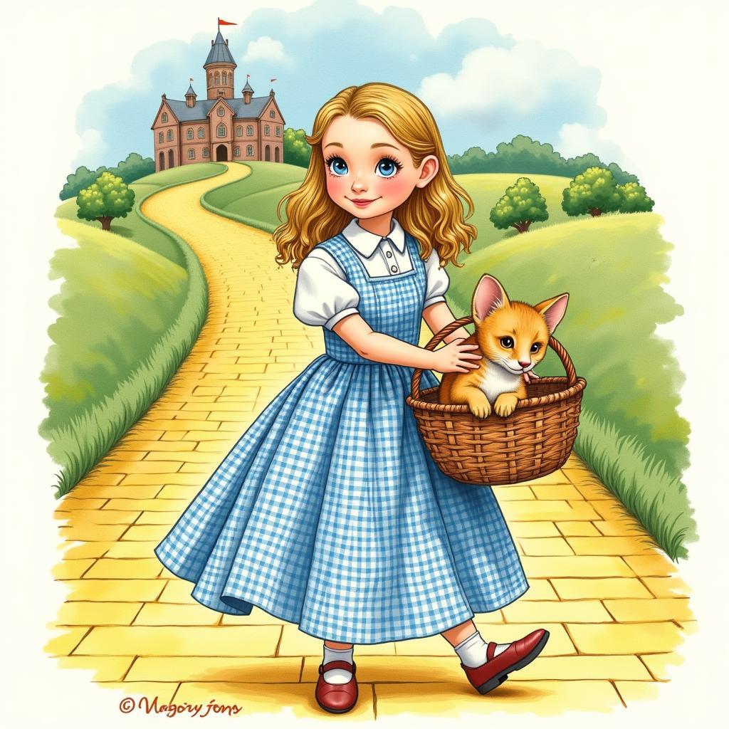 Dorothy Gale Watercolor Painting from the Wizard of Oz