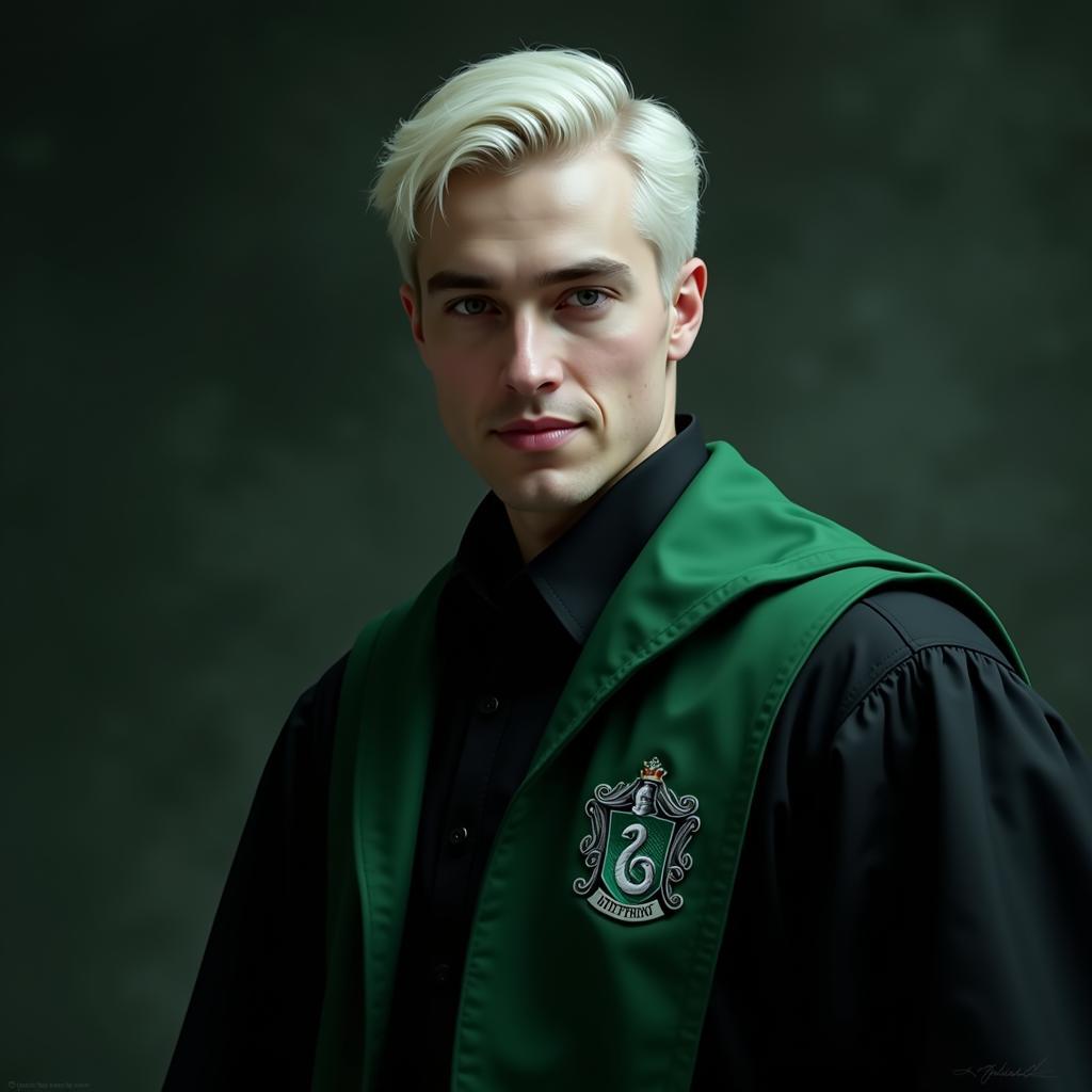 Draco Malfoy fan art depicting him as the Slytherin Prince, showcasing his ambition and complex personality.