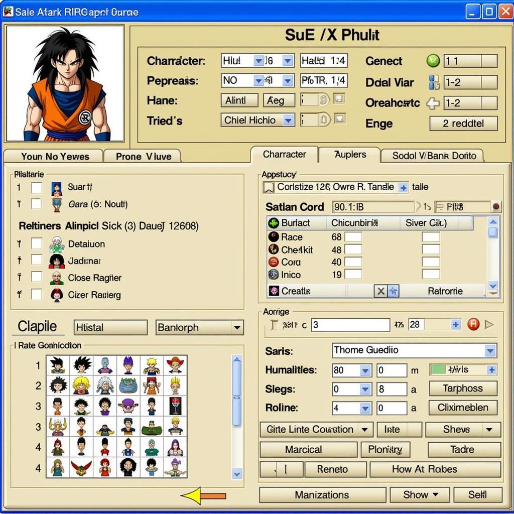 Dragon Ball RPG Fan Game Character Creation Screen