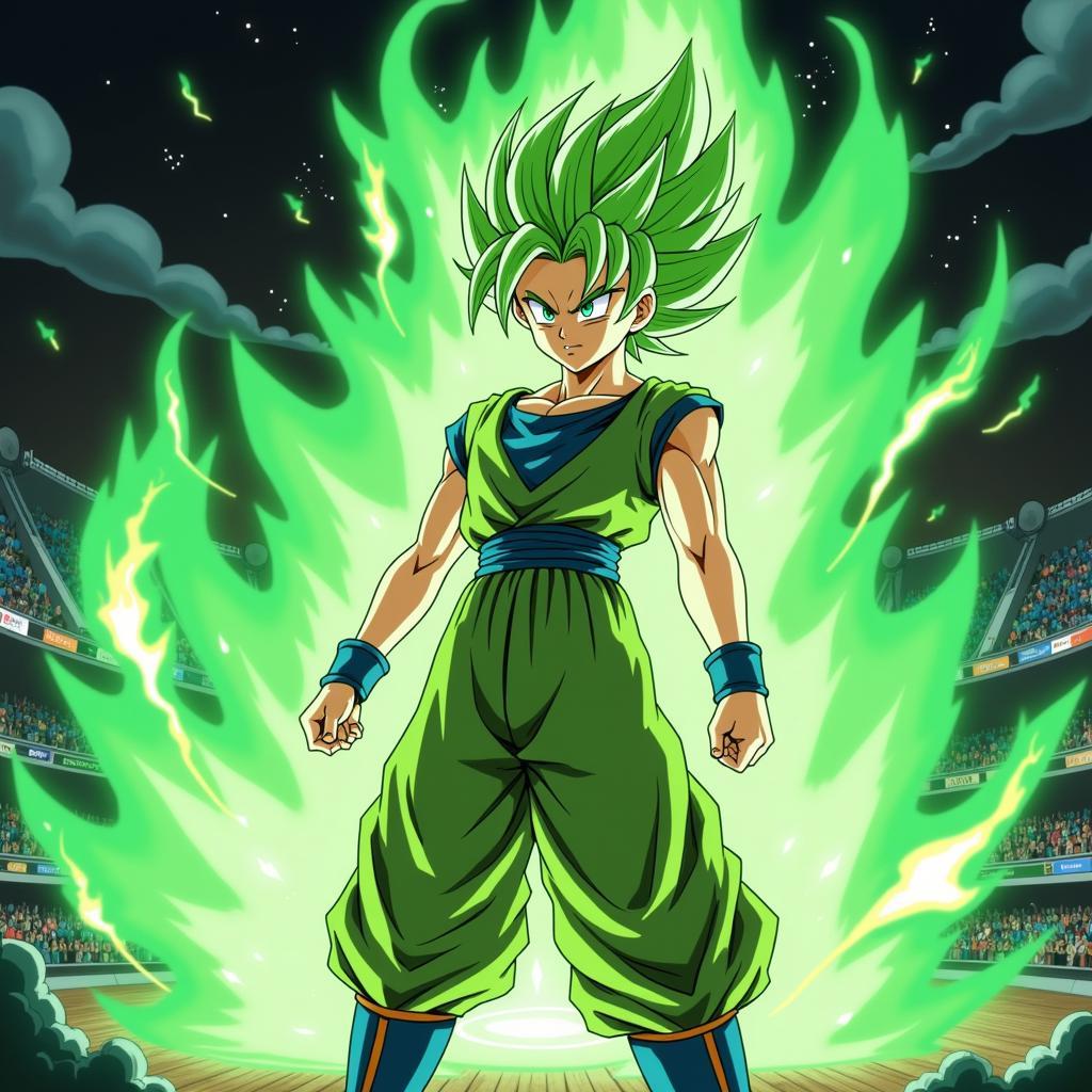 Kale Powering Up Super Saiyan