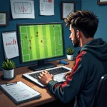 Dymax fan analyzing a football match