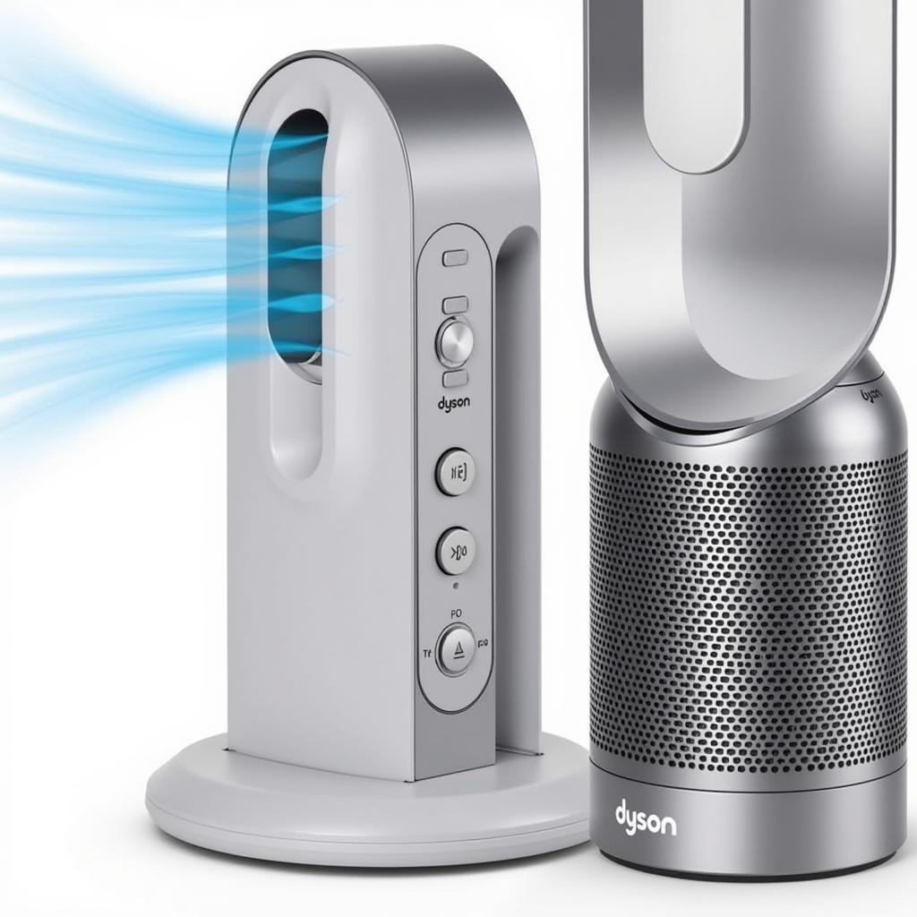 Dyson Hot + Cool Fan Heater White Silver Close Up