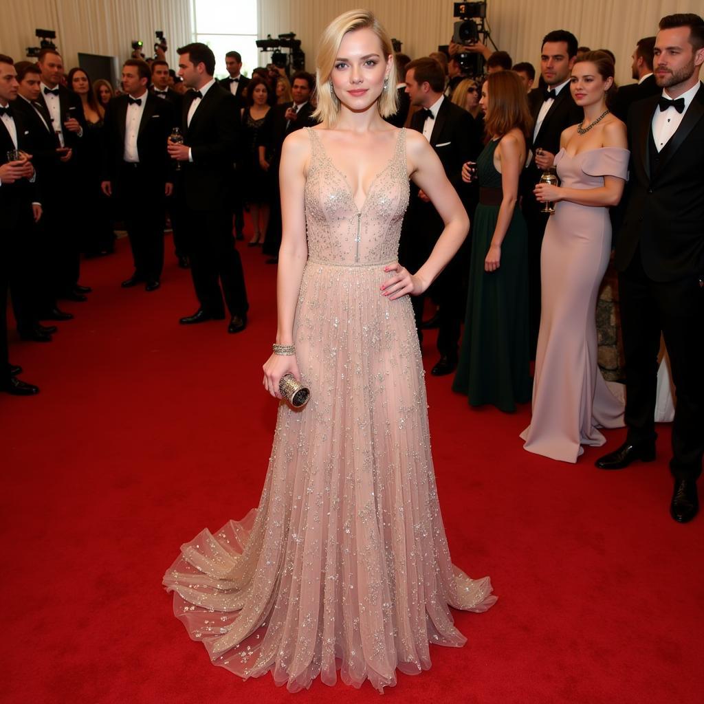 Elle Fanning's Red Carpet Appearance in a Vogue-Featured Dress