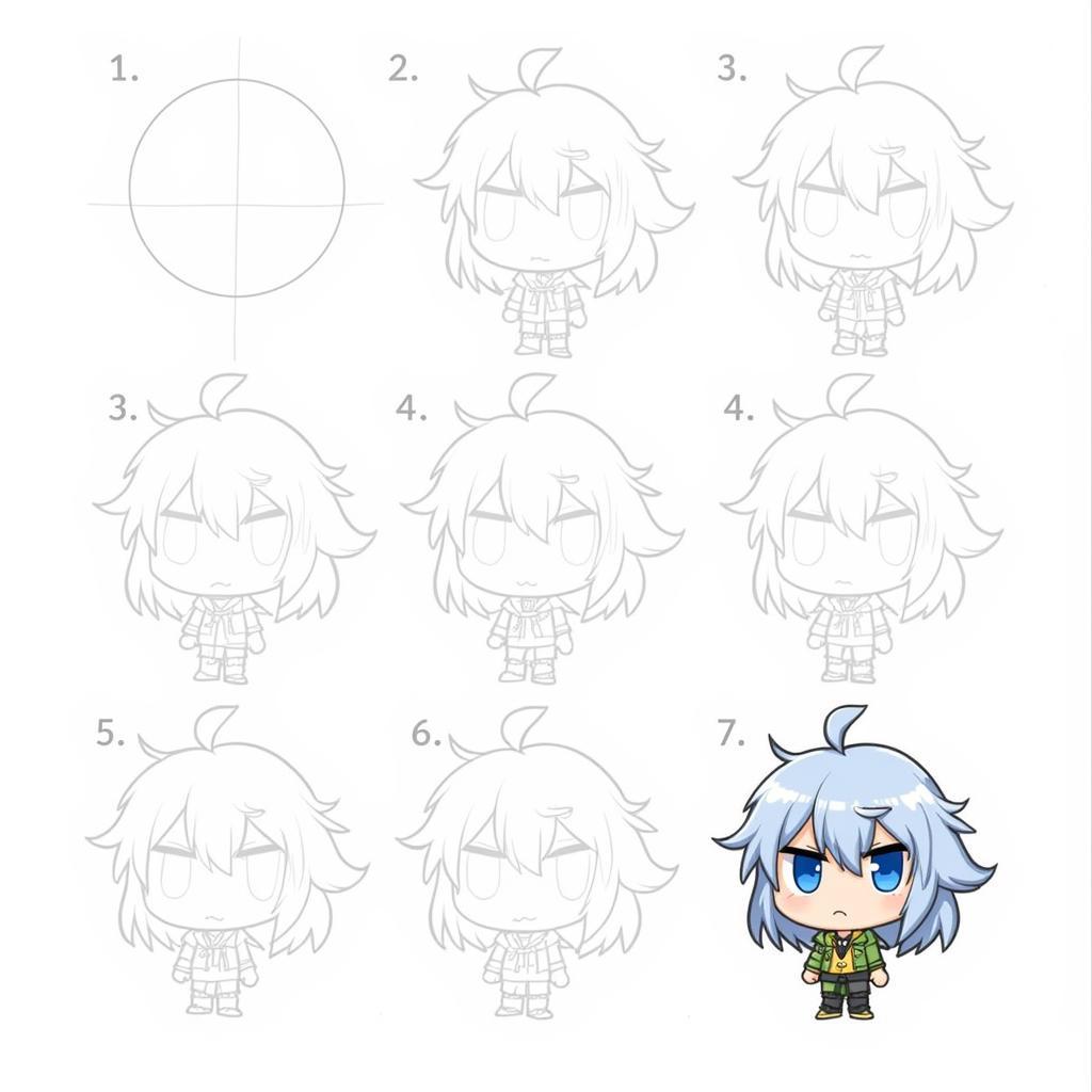 A step-by-step tutorial on how to draw Elsword SD fan art.