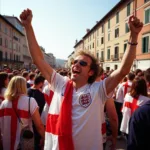 England fans celebrating in Italy during the 1990 World Cup