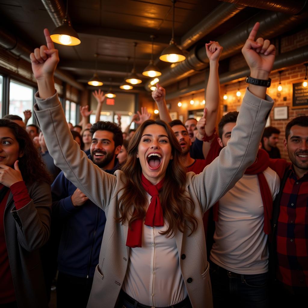 English Football Fans Celebrating a Victory