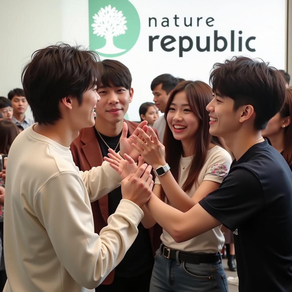 EXO interacting with fans at the Nature Republic Fan Festival 2019