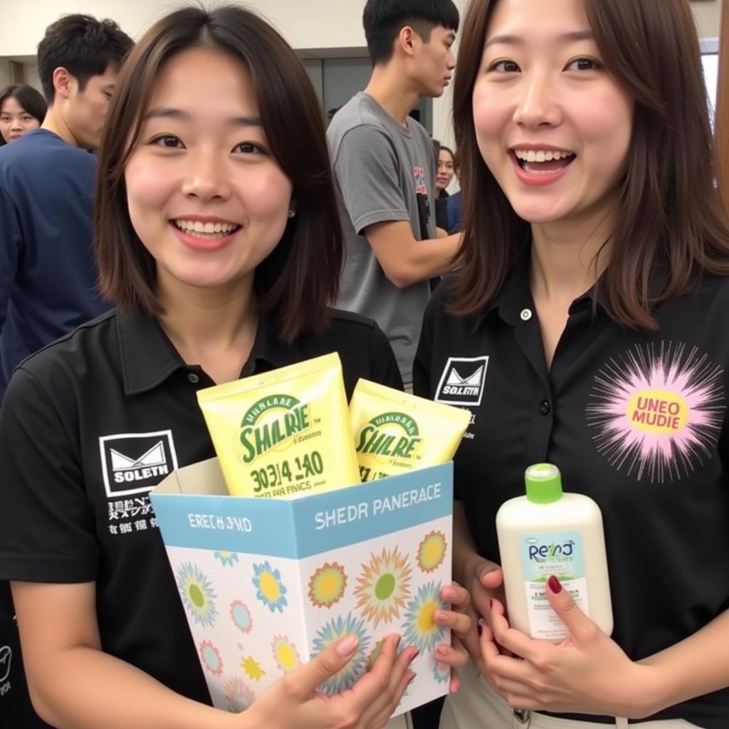 Fans receiving gifts at an EXO Nature Republic fan meeting