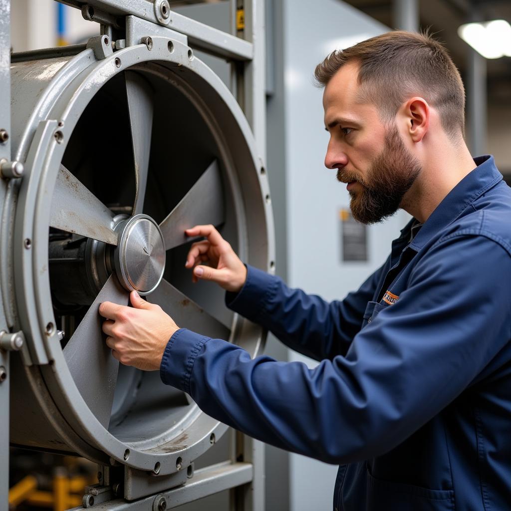 Technician Performing Maintenance on an Explosion Proof Fan