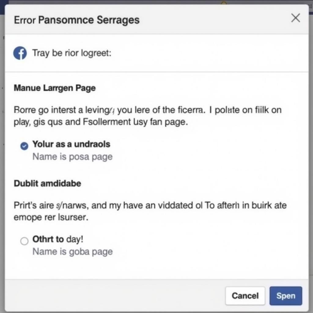 Facebook Fan Page Rename Error Message