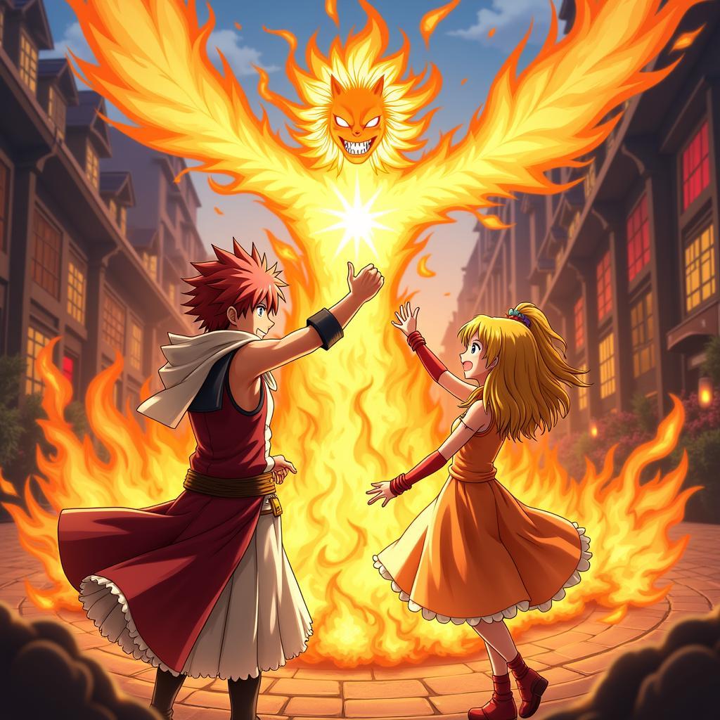 Fairy Tail Natsu and Lucy Fan Art: A Fiery Heart and Celestial Magic