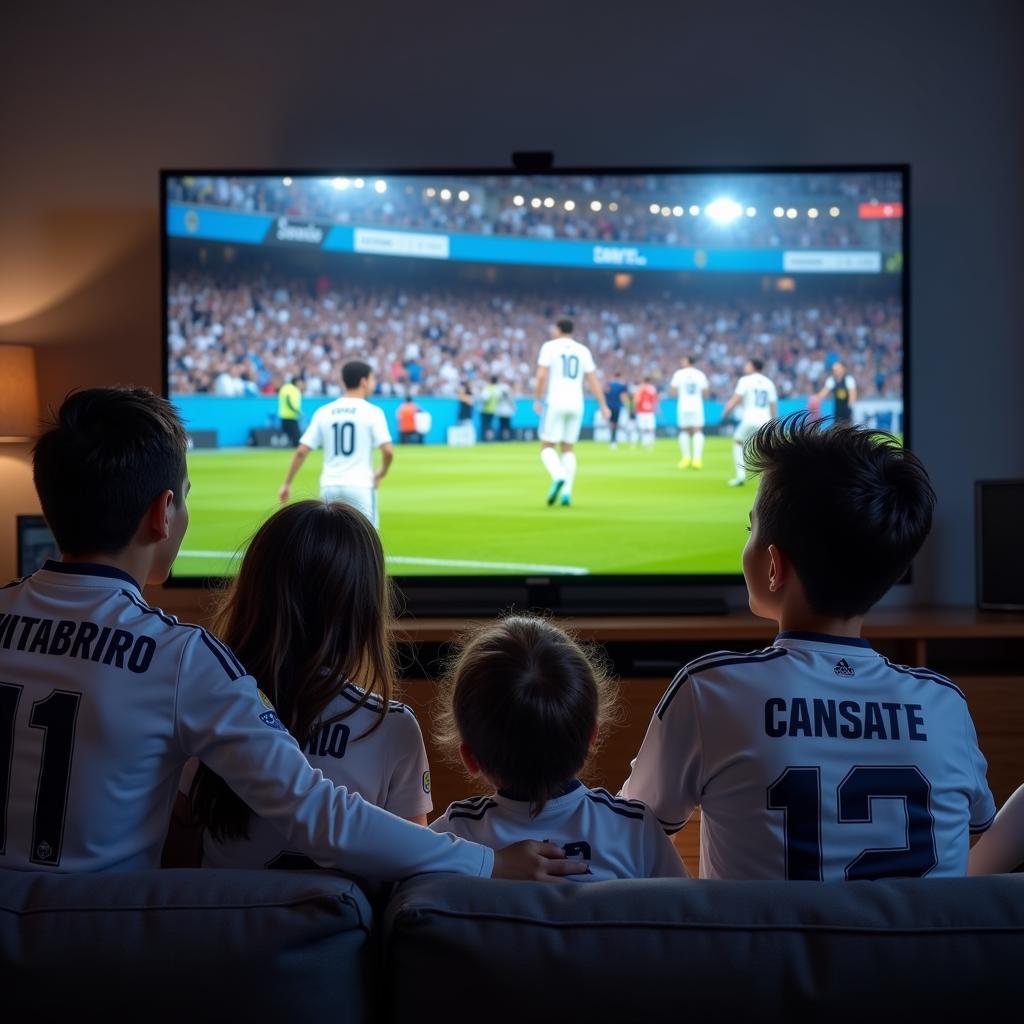 A family watching a Real Madrid match together