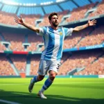 Fan Art Friday: A portrait of Lionel Messi celebrating a goal.