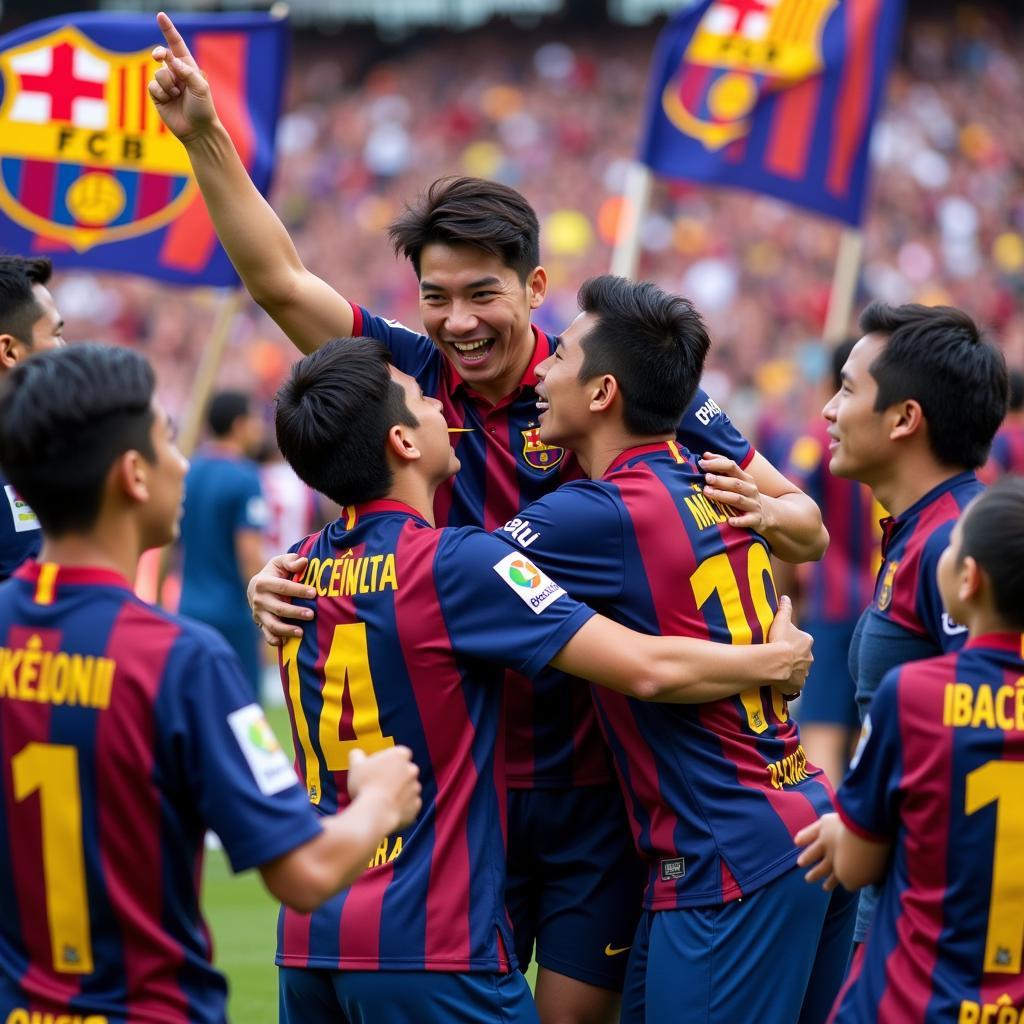 Vietnamese Fan Barca Fans Celebrating a Goal