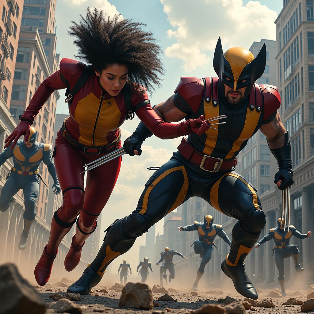 Fan Bingbing fighting alongside Wolverine in X-Men: Days of Future Past