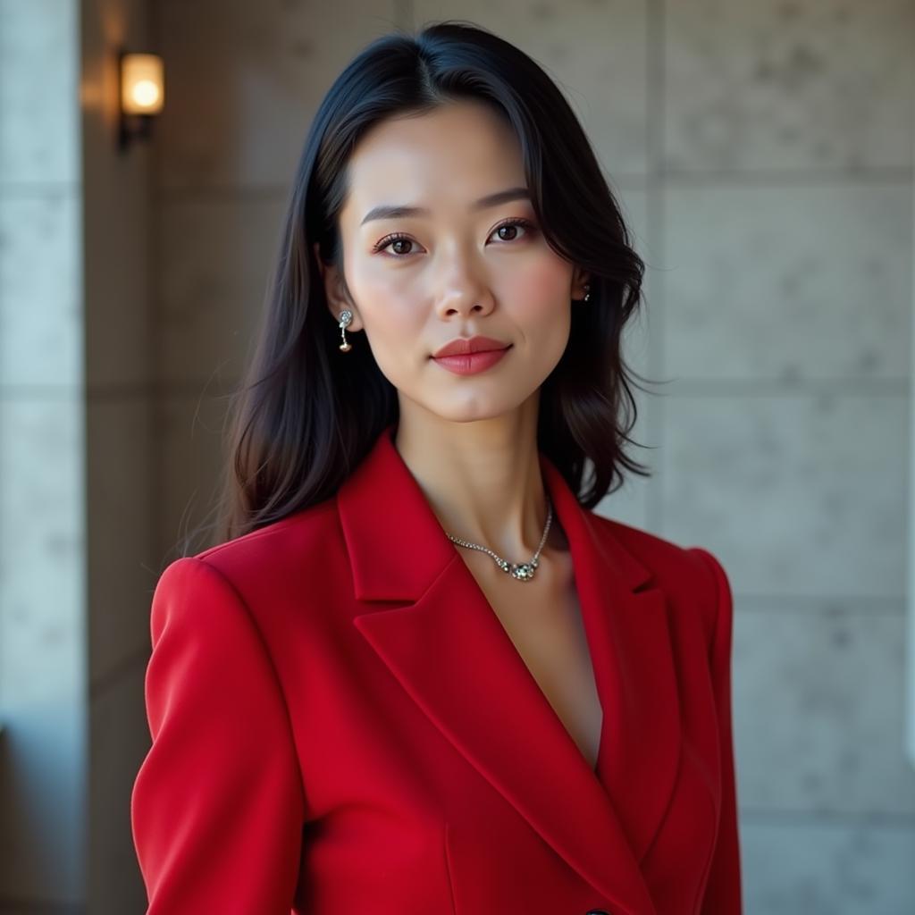 Fan Bingbing in a chic power suit, demonstrating her versatile and modern fashion choices.