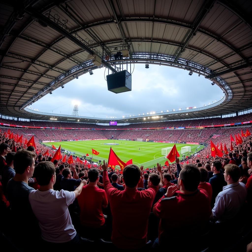 Fan Club Members Creating an Electric Atmosphere in a Stadium