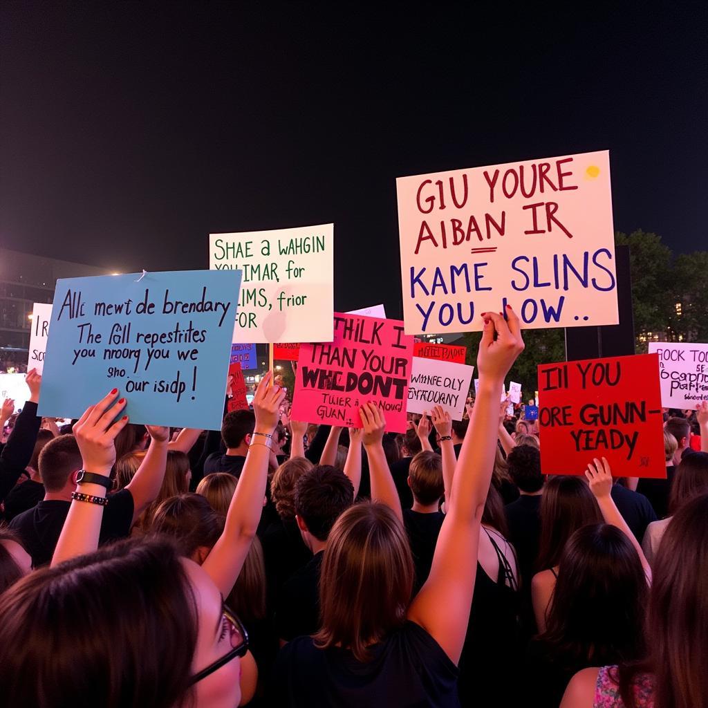 Fans Displaying Creative Concert Signs